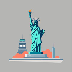 statue of liberty flat vector illustration  © everythingin