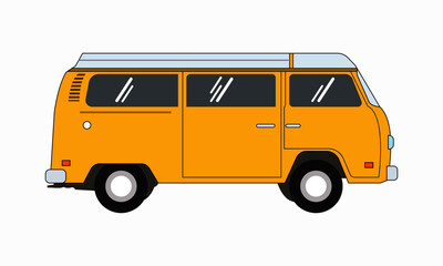 yellow van isolated on white background