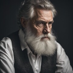 Photo of a brooding serious bearded old