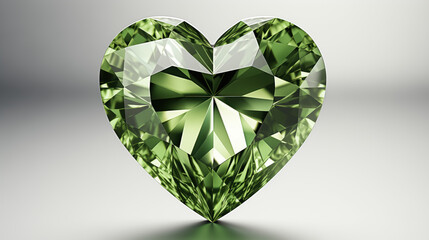 Fototapeta premium 3D Green Diamond Heart on a White Background