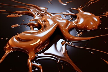 Gently melted chocolate on a glossy surface