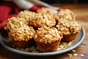 Gluten-free banana muffins with a golden flax topping