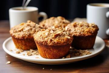 Fototapeta na wymiar Gluten-free banana muffins with a golden flax topping