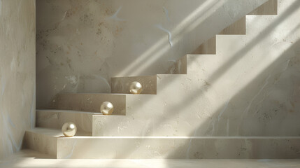 staircase with white pearls, generative ai