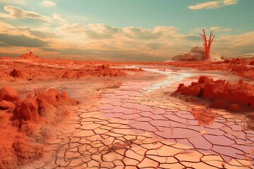 Heatwaves distorting a barren landscape
