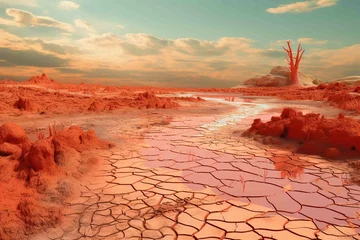 Crédence de cuisine en verre imprimé Brique Heatwaves distorting a barren landscape