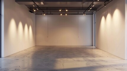 Gallery Interior with empty wall and lights - obrazy, fototapety, plakaty