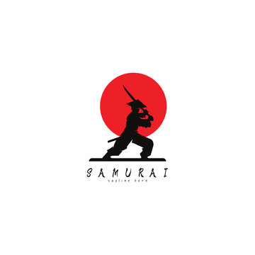 Vector icons mascot samurai silhoutte