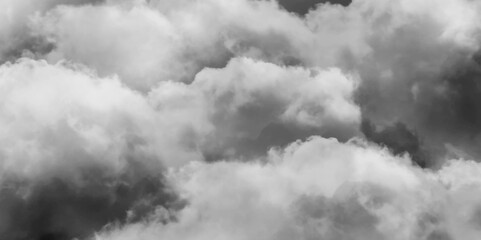 Modern Dark and Dramatic Storm Clouds Area Background. Storm background with gray clouds. Isolated white fog on the black background, smoky effect for photos and artworks. Overlay for photos.