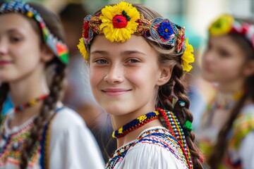 Ukrainian people nationality concept,yellow and blue colors - obrazy, fototapety, plakaty