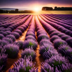 Obraz premium lavender field at dusk
