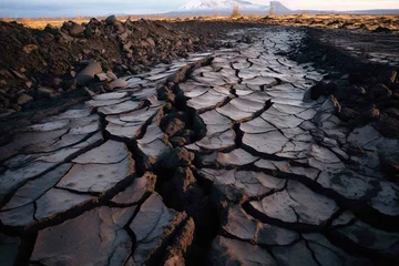 Foto op Canvas Cracks and fissures in the ground near a volcanic site © Dan