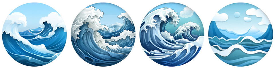 Sea clipart collection, vector, icons isolated on transparent background