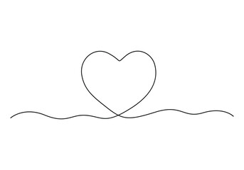 Continuous one line drawing of love sign with heart symbol vector illustration. Free vector