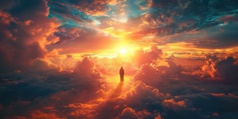 The Magnificent Return of Jesus Christ in Heaven's Radiation. Generative Ai