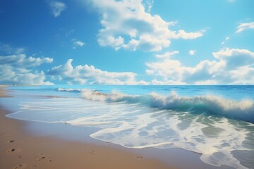 Fototapeta na wymiar Gentle waves washing over sandy shores