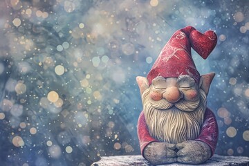 Whimsical Valentines Explore the charm of gnomes in a watercolor style 3D render for sublimation printing - obrazy, fototapety, plakaty