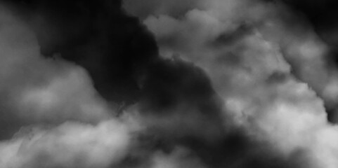 Luxury smoke on black background. White Cloud Isolated on Black Background. Good for Atmosphere Creation. White cloudiness, mist or smog overlay backgrounds. Wide sky and clouds dark tone. 
