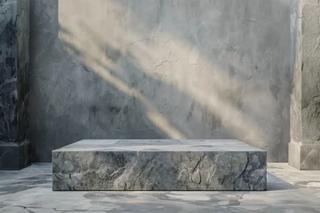 Wandaufkleber empty grey stone podium on grey background (2) © Visual Sensation