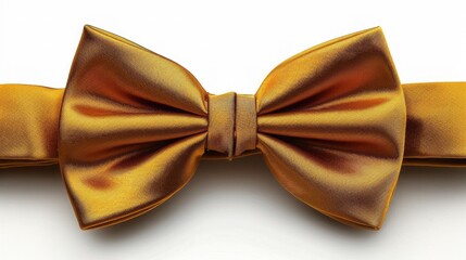 Gold color bow tie isolated on white background with clipping path 