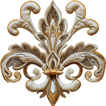 Fleur de lis fabric motif, transparent background, isolated image, generative AI