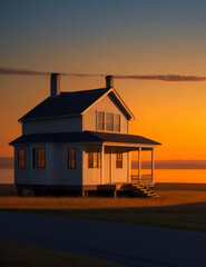 Sunset house landscape photography