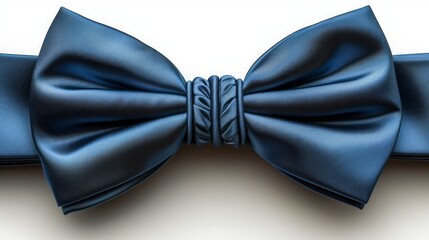 top view of blue bow tie, isolated on white background 