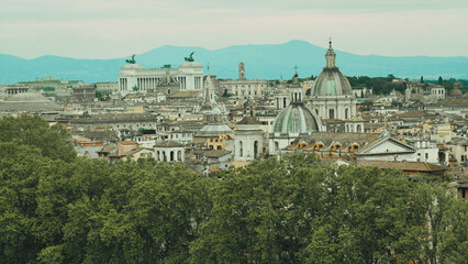 Fototapeta na wymiar Elevated view, the skyline of the city Rome, Italy