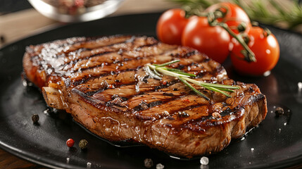 Juicy appetizing piece of grilled meat on a plate