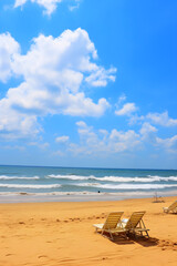 Fototapeta na wymiar Idyllic BB Beach Scene: Golden Sands, Azure Seas, Recreational Activities, and Sublime Tropical Ambiance