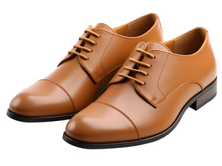 pair of elegant chocolate color leather formal men shoes PNG 