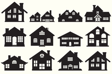 Home House Silhouette Vector Illustration set