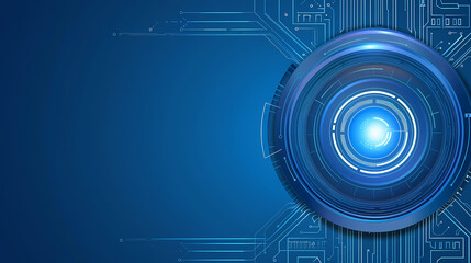 Obraz premium Futuristic Blue Circuit Board With Glowing Digital Interface
