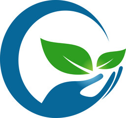 Fototapeta na wymiar ecology care hand green leaf logo leaf with water