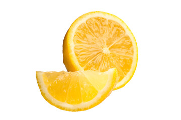 Lemon with cut and slice in half and isolated on white background.
