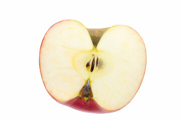 Isolated apples. Whole red apple fruit with slice cut isolated on white with clipping path.