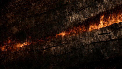 "Infernal Furnace: Burning Wood Grain Texture"