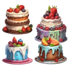Celebration Cake Joy - Detailed Cartoon Dessert Clipart