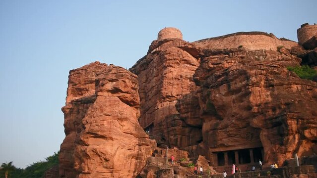 View of Badami cave temples, Unesco world heritage site, karntaka, India.
