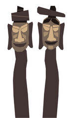 한국 전통 건축양식 장승 벡터 일러스트 이미지