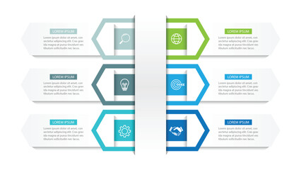 Vector infographic design template with 6 options or steps