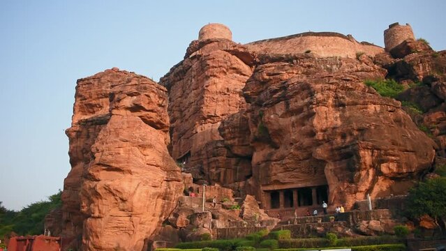View of Badami cave temples, Unesco world heritage site, karntaka, India.