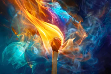 Deurstickers matches, matchstick, fire, flames background © Sergei
