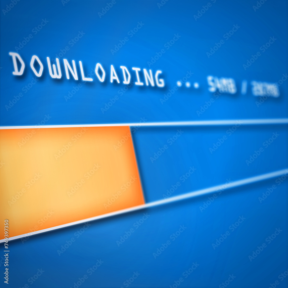 Poster internet, download and install progress on blue screen for data update or information sharing. cyber