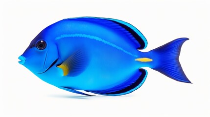 Blue tang fish, marine life isolated on white background