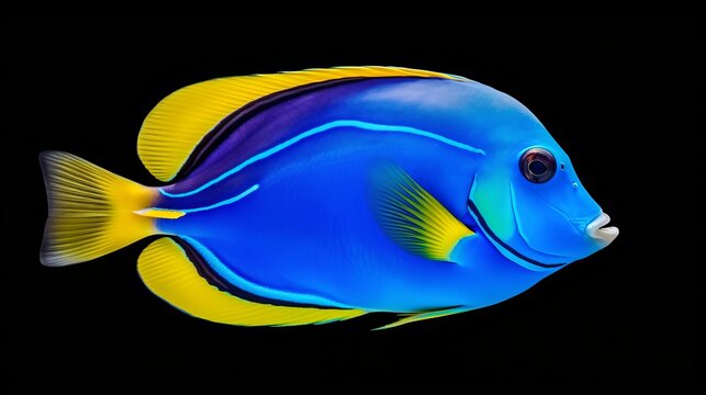 recommend clip art: Blue tang fish, marine life isolated on white background