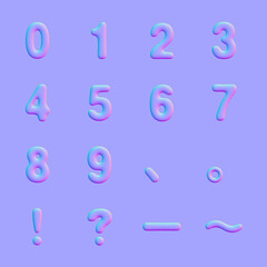 Normal map of numbers and symbols