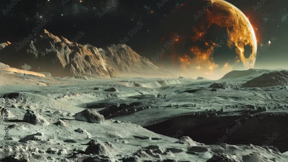 Poster A stunning view of a planet from the moon's surface. Ideal for scientific and space-related projects.