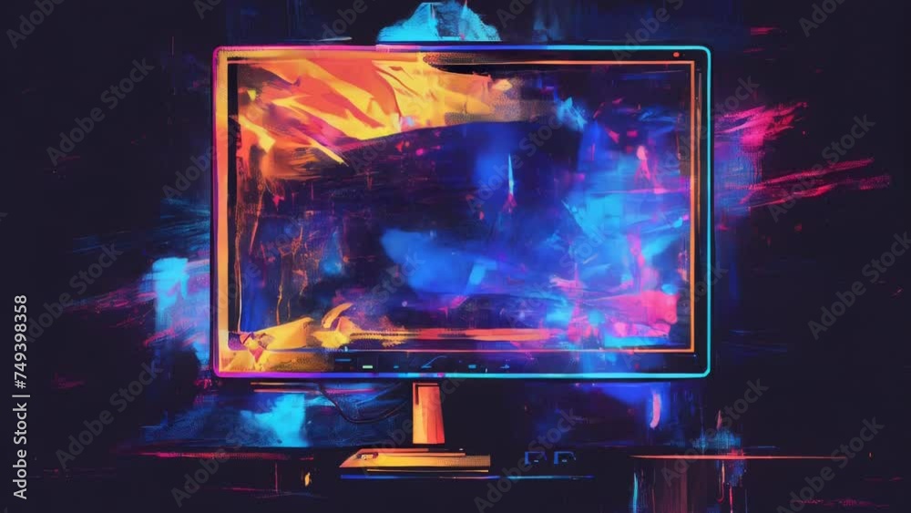Poster A computer monitor placed on a desk, suitable for business and technology concepts.
