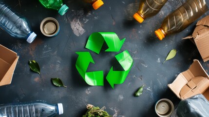 A conceptual image featuring recyclable materials and the recycling symbol, emphasizing the importance of sustainability and responsible waste management.
